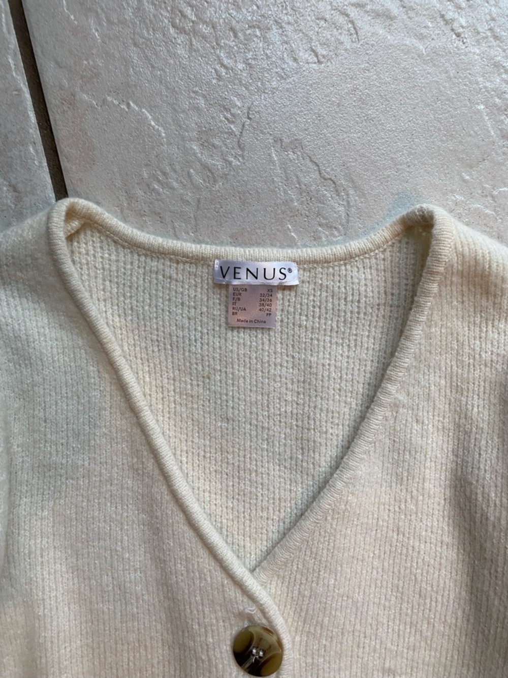 VENUS Cream Peplum Cardigan with Tie-Sleeves NWOT - Picture 3 of 3